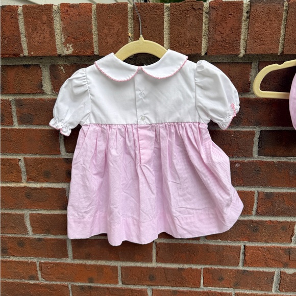 Petit Ami Pink Dress with Removeable Easter Bunny Bib Dog Size 6 Months Baby - Picture 2 of 5